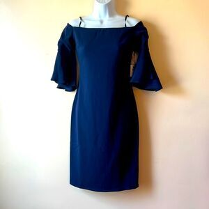 Laundry by Shelli Segal Navy Blue Off Shoulder Dress Sz 0